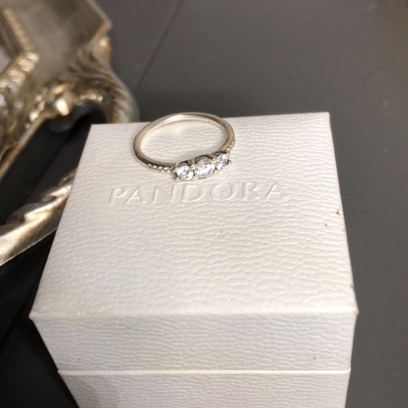 Clear three stone Pandora Ring - Picture 2 of 4